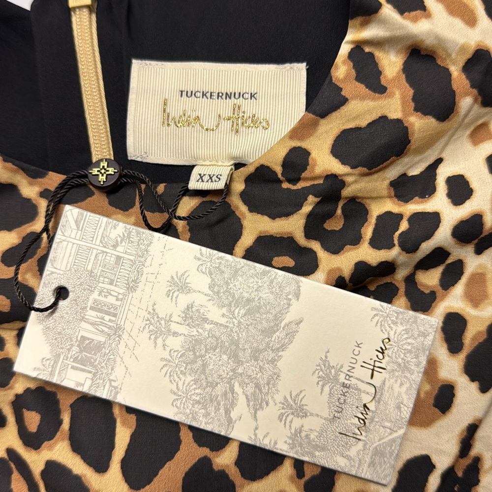 Tuckernuck x India Hicks NEW Leopard Domino Long Sleeve Party Mini Dress XXS - Picture 13 of 13